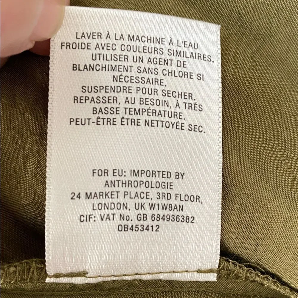 Akemi + Kin x Anthropologie Olive Green Maxi Wide-Leg Romper L Boho Chic Cottage
